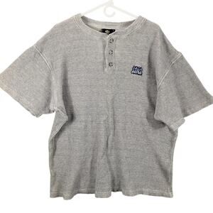 Vintage Yaga Shirt Mens XL Gray Waffle Knit Henley Embroidered Logo USA 90s